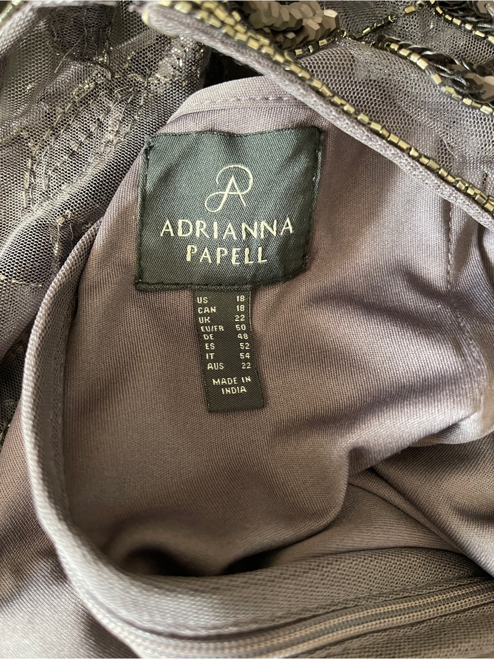 Adrianna Papell Dusty Mauve Beaded Tulle Maxi Dress - Picture 2 of 7
